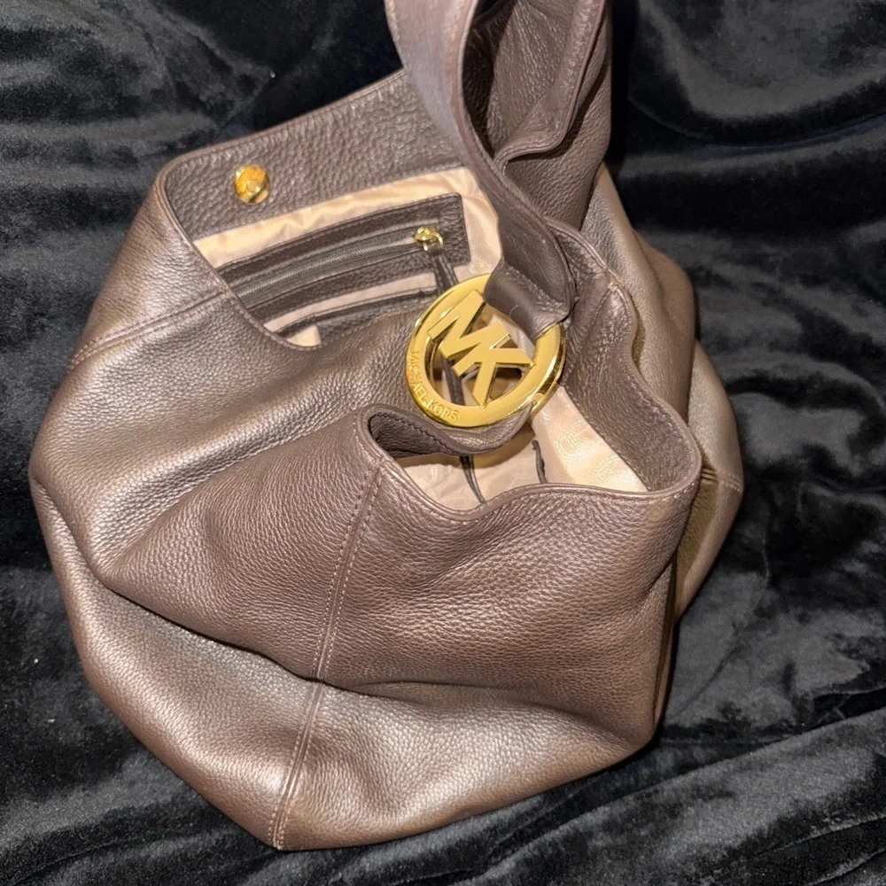 Michael Kors Chocolate Brown Hobo Bag with Gold Detail